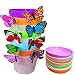 QUIET 8 Colors Cute Mini Colorful Plastic Flower Pots Planters With Saucers,Seedlings Flower &Seeds Germination & Succulent Plants Pots