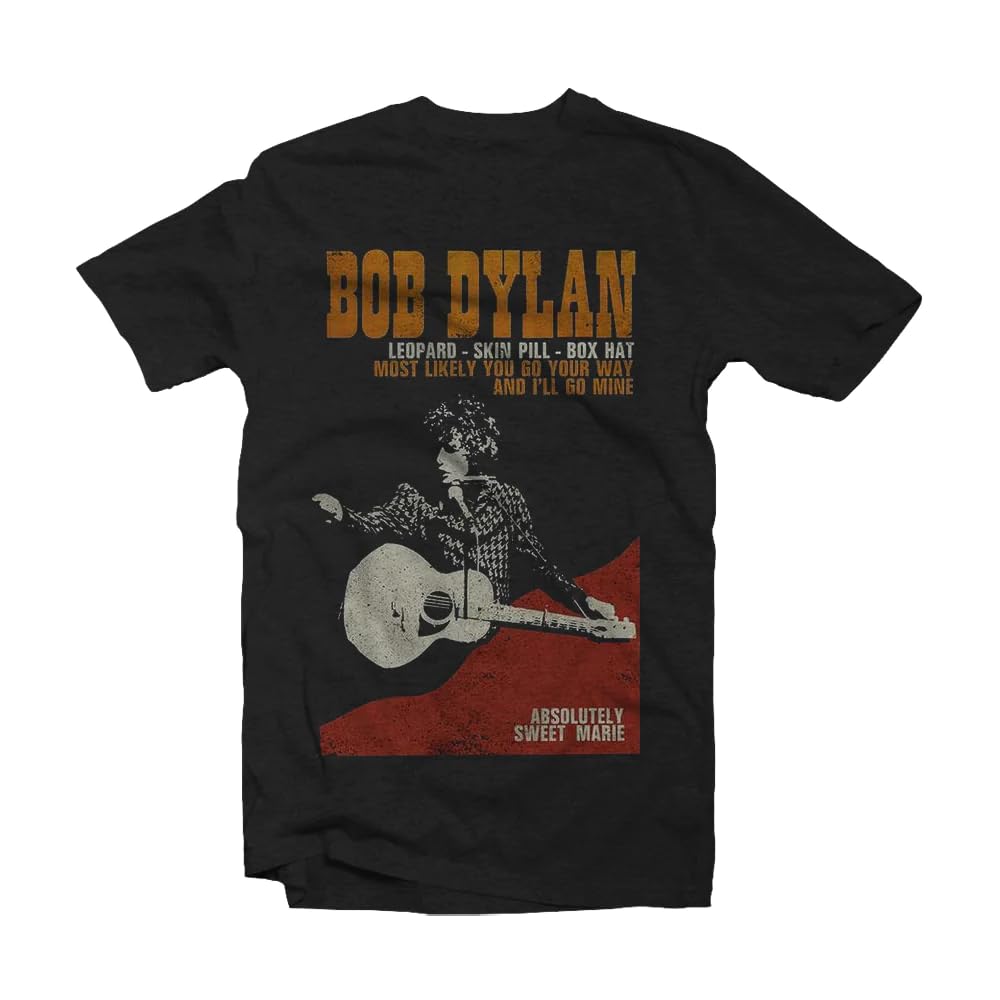 Bob Dylan Unisex Black Dylts16mb03 T-Shirt, Large