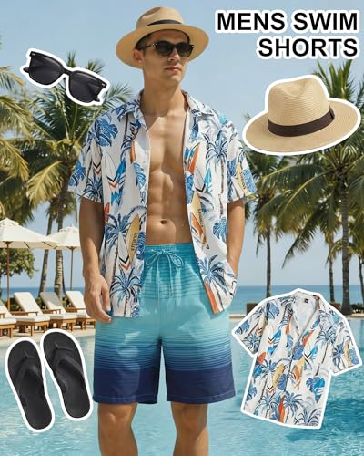 Image of Justay 2 in 1 Mens Swim Trunks 7 Inch, Beach Swim Shorts with Pockets