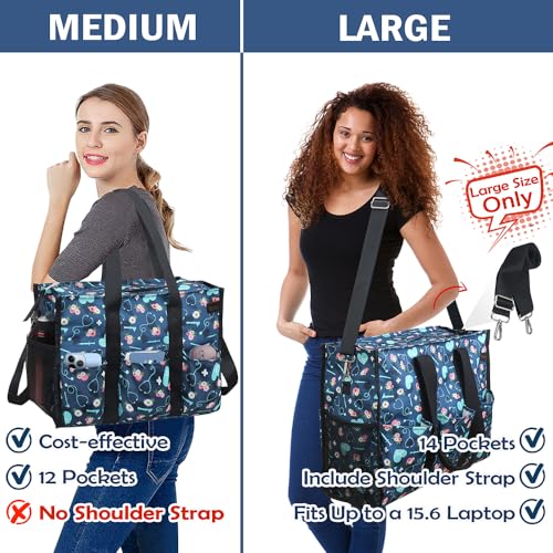 Image of Nurse Bags for Work Nursing Bag Multiple Pockets Waterproof Organizing Zip Top Clinical Bag for Nursing Students Home Health