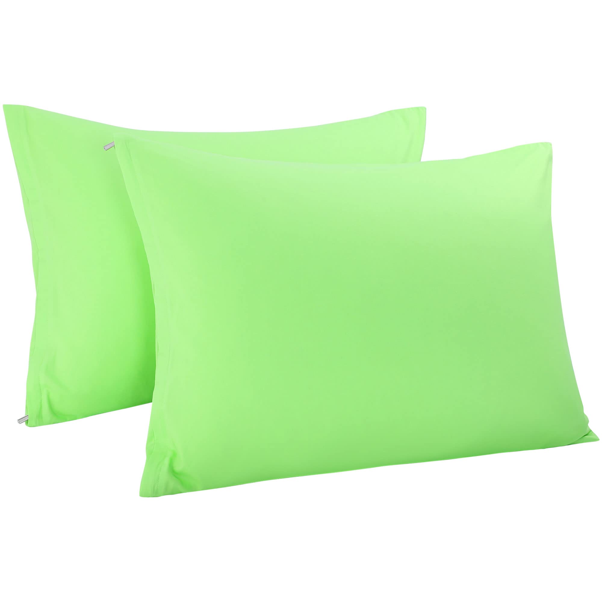 sourcingmap 100% Egyptian Cotton Pillowcases 2 Pack, 300 Thread Count Hotel Quality Pillow Cases with Zipper Closure Super Soft and Breathable Bed Pillow Cases Green 50 x 65cm