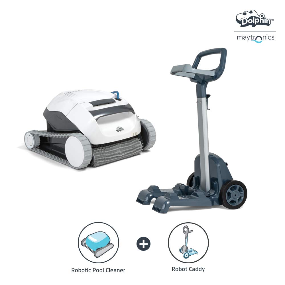 DOLPHIN E10 Robotic Pool Vacuum Cleaner with Universal Caddy for Pool