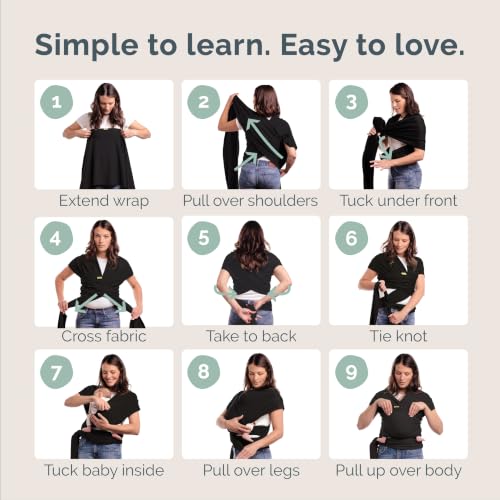 Image of Boba Baby Wrap Carrier - Original Baby Sling Carrier for Newborns (7-35 lbs), Soft, Secure, Hands-Free & Ergonomic, Ideal for Comfortable Bonding, New Parents (Black)