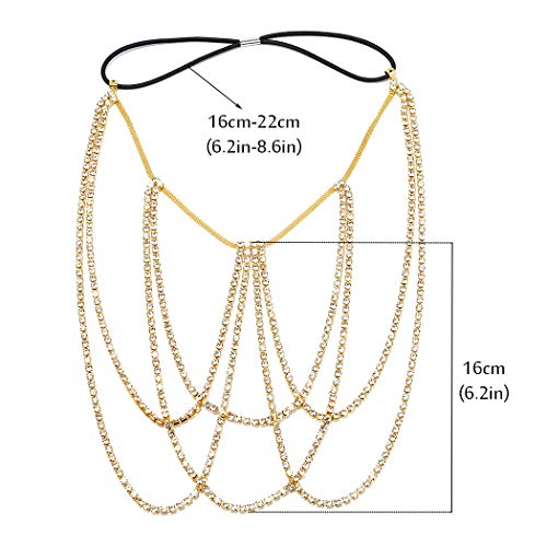 Dresbe Boho Rhinestones Leg Chain Layered Body Chains Ballerina Thigh Chain Party Bikini Body Jewelry Accessories for Women and Girls (Gold) - Image 5