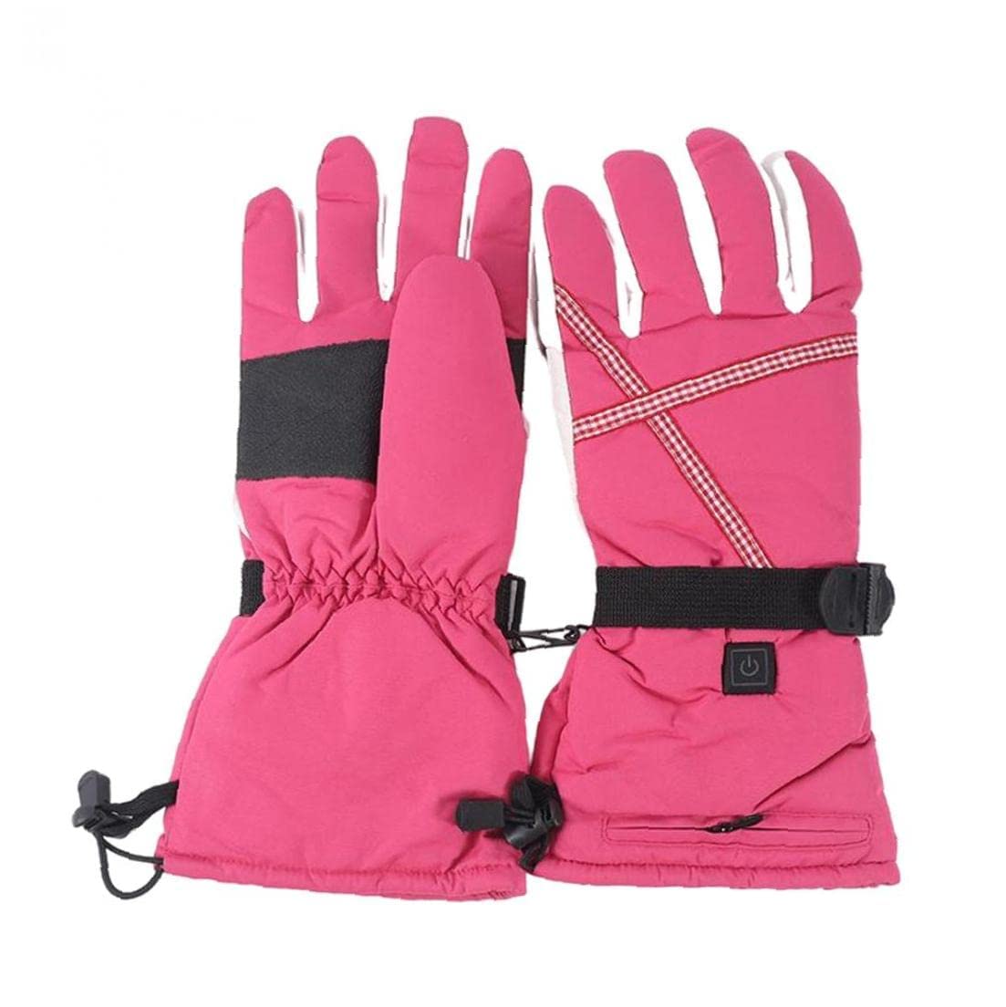 CHEWYNP Guanti riscaldati Guanti Termici elettrici alimentati a Batteria Rosa Ricaricabili, per Ciclismo all'aperto Montorcycle Campeggio Escursionismo Sci-1 Paio M