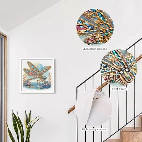 Image of Tontut Diamond Art Painting Kit, Water Dragonfly Adult 5D DIY Diamond Art Kit for Gift Wall Decoration, Suitable for Office, or Home Wall Decoration