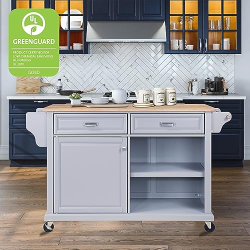 Mobile-Kitchen-Island-on-5-Universal-Wheels-Greenguard-Gold-Certified-Stationary-Storage-Island-with-5-Wood-Cabinet-Feet-Utility-Kitchen-Island-Cart-with-Drop-Leaf-and-Storage-for-Kitchen-Gray Mobile Kitchen Island on 5 Universal Wheels Greenguard Gold Certified Stationary Storage Island with 5 Wood Cabinet Feet Utility Kitchen Island Cart with Drop Leaf and Storage for Kitchen Gray