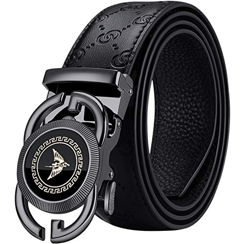 Classic Genuine Leather Men’s Ratchet Belt Automatic Buckle Dress Casual Gift Box.