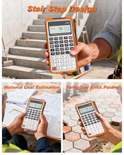 Image of Construction Calculator with Writing Tablet Industrial & Scientific ROATEE Engineering Calculator for Contractor, Concrete Pocket Feet-inch-Fraction Tools for Carpenters, Framer, Remodeler, Silver