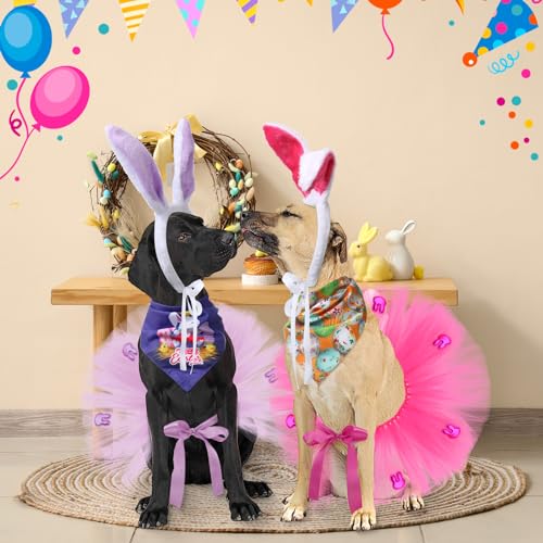 Disfraz para perro con orejas de conejo y tutú rosa miniatura 7
