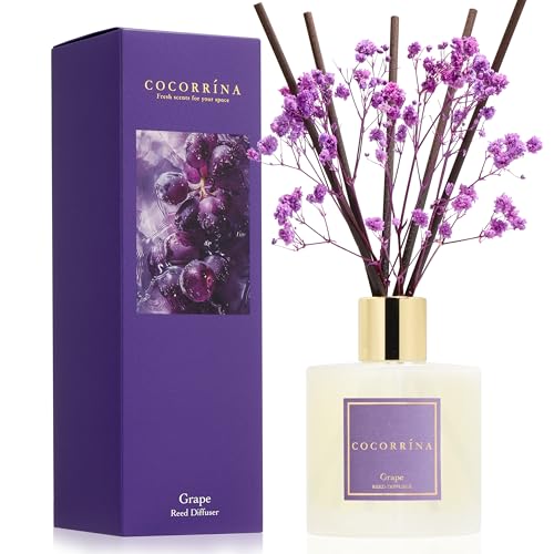 Image of COCORRINA Reed Diffuser - Grape 6.7 fl oz Reed Diffuser with Sticks, Home Bedrrom Bathroom Shelf Decor