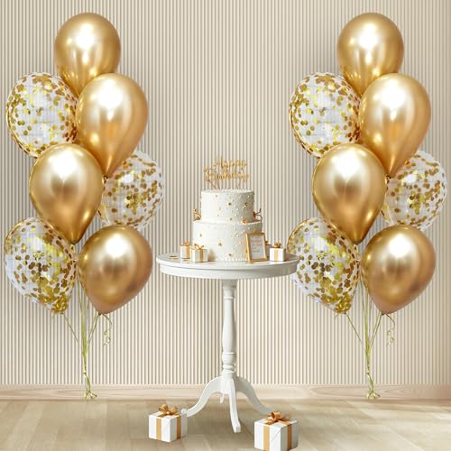 Image of Party Propz Golden Chrome Balloons & Golden Confetti Balloons for Birthday - Set of 18 Pcs Gold Balloons for Birthday Decoration | Gold balloons For Decoration (Latex)