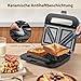 Aigostar Sandwichmaker für 2 Sandwiches, Sandwichtoaster mit Antihaft-Keramikbeschichtung, automatische Temperaturregelung 180-200℃, Kontrollleuchten, Cool-Touch-Griff, 750W, Edelstahl/Schwarz