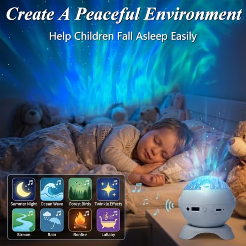 HESUSLA Galaxy Projector Night Light, 16 Color Ocean Wave Star Ceiling Projector Lamp, Rechargeable LED Atmosphere Light for Bedroom Kids Room Party Home Decor by HESUSLA - Used condition - Image 5