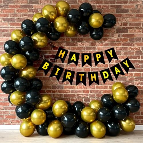 Party Boomers Gold Black 53 Pcs Birthday Celebration Kit