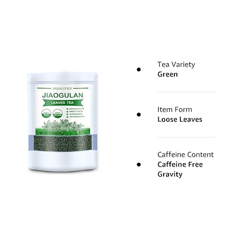 Miniatura 7 de Hojas de té Wild Jiaogulan, té Gynostemma, 3.5 onzas (3.53oz), 100% natural, sin azúcar, sin Gmo