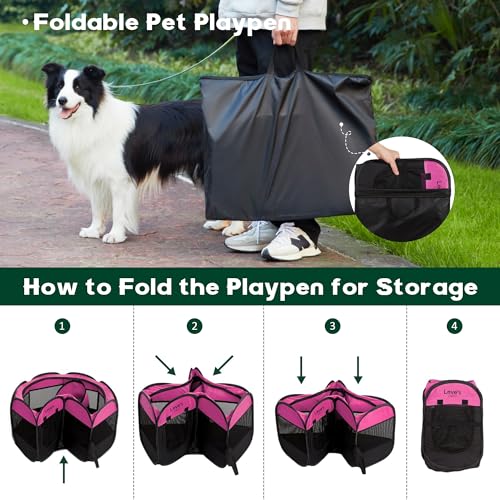 Love’s cabin Pet Puppy Dog Playpen, Small Dog Tent Crates Cage Indoor/Outdoor, Portable Playpen for Dog and Cat, Foldable Pop Up Dog Kennel Playpen with Carring Case, Removable Zipper Top, Pink Love’s cabin Pet Puppy Dog Playpen, Small Dog Tent Crates Cage Indoor/Outdoor, Portable Playpen for Dog and Cat, Foldable Pop Up Dog Kennel Playpen with Carring Case, Removable Zipper Top, Pink