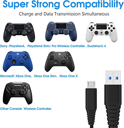 Ps4 Controller Charger Cable,Playstaion 4 Charging Cord 10Ft 2Pack For Sony Playstaion 4,Ps4 Slim/Pro,Dualshock 4,Xbox One/One X,Micro Usb High Speed Data Sync Power Wire,Nylon Braided Extra Long #TOP6