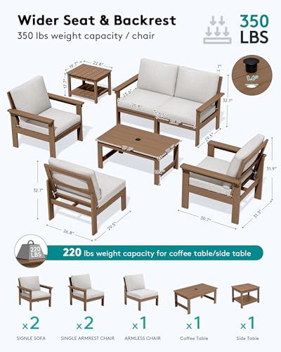 Image of SERWALL HDPE Outdoor Patio Furniture Set | with Coffee Table & Side Table