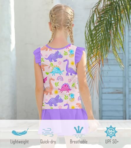 Image of Girls Swimsuit 2 Piece Ruffle Bathing Suit UPF 50+ Tankini Swimsuit Skirt with Lining Size 3-10