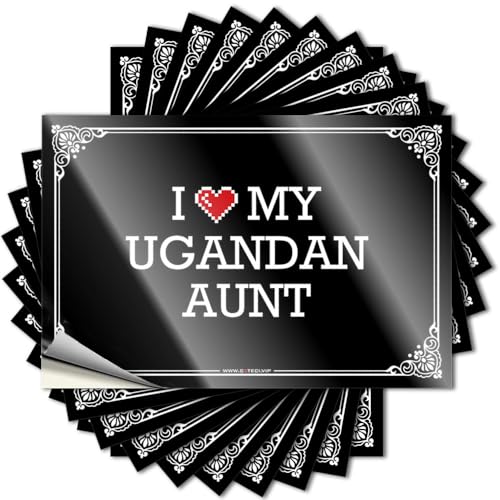 Adhesivo divertido con texto en inglés «I Love My Ugandan Aunt» para puerta de niña (8 x 12 cm)