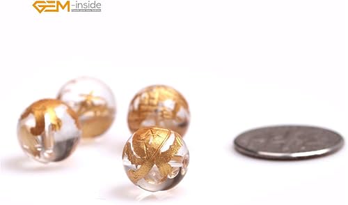 Miniatura 4 de GEM-Inside - Cuentas sueltas de cuarzo blanco transparente de 0.394in, redondas, Xuanwu, tortuga, Zhuque Phonix Baihu Tiger Qinglong, Dragon Mala