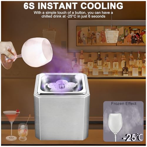 Abbattitore di Vetro Commerciale, Raffreddatore Rapido 6s da Banco, Macchina per Bicchieri di Ghiaccio in Acciaio Inox con Luci al Neon, per Cocktail e Birra