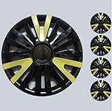 Radkappen Copri 4er Set Radzierblenden Radblenden 14 Zoll schwarz-gelb Radkappen Snap-on passend für Chevrolet Cobalt Malibu Aveo Impala Cruze Corvette Camaro Prizm Cavalier