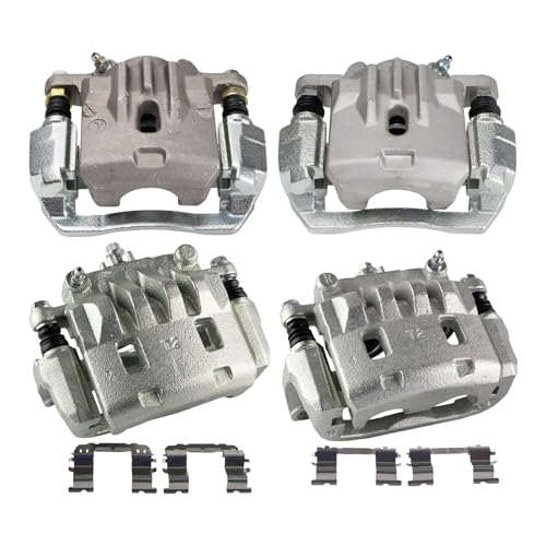 Image of TRQ Front and Rear Brake Caliper Set Zinc Coated Brackets Compatible with 2006-2009 Subaru Legacy 2006-2009 Outback