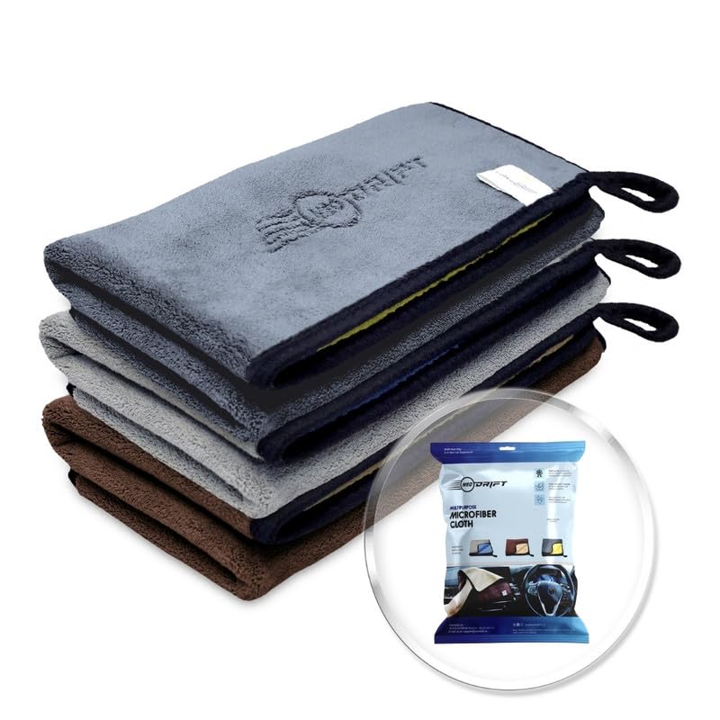 Neodrift ‘800 GSM' Microfiber Cloth (Size - 40X60 Cm)(Set of 3 PC)(Colour - Mix)(Ultra Soft Cleaning Cloth for Car, Bike - Polishing, Detailing, Highly Absorbent)