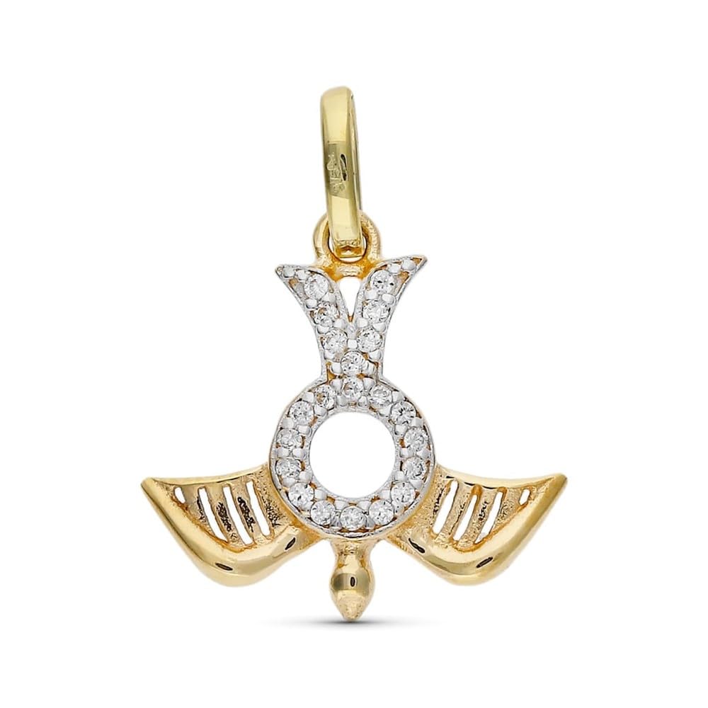 9k Bicolor Gold Ciondolo 17mm. Paloma Spirito Santo Cironitas