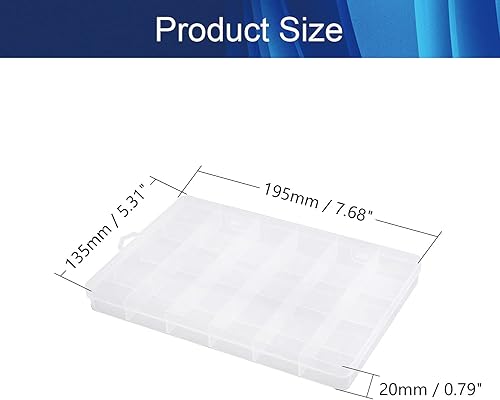 Miniatura 8 de Juvielich Caja organizadora de plástico transparente, 24 rejillas fijas, contenedor de almacenamiento, joyero para cuentas, manualidades, joyas,