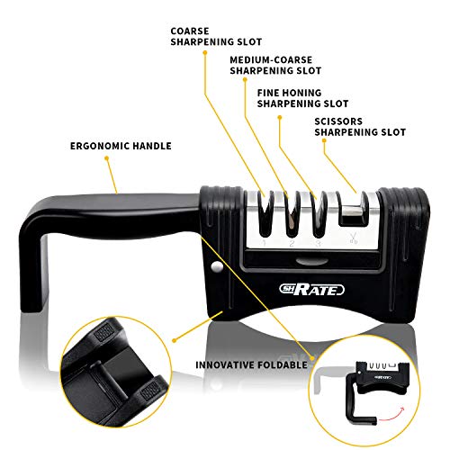 image for SHRATE kitchen knife sharpener，4-in-1 Foldable Manual Knife Accessor