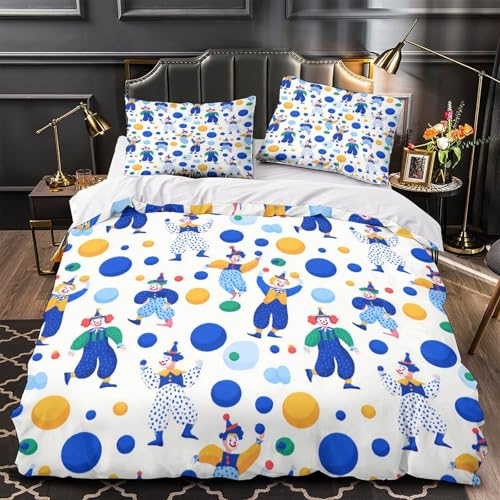 Housse de couette 3D imprimée clowns de cirque en microfibre résistante et durable - 2