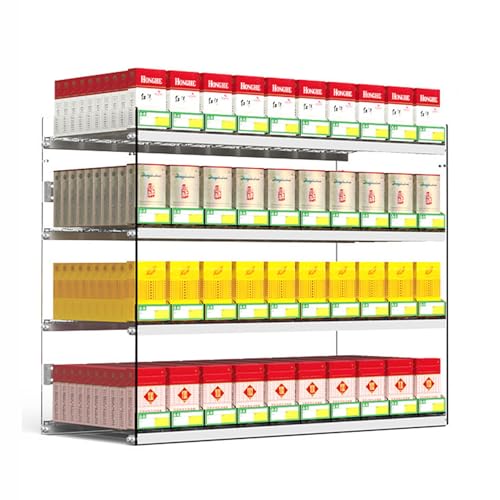 Bubinblau Expositor para Venta al por Menor de Cigarrillos, Estantes de Exhibición para Tiendas con Empujador Automático de Cigarrillos, para Venta al por Menor en Tiendas,3 Tiers 10 Columns