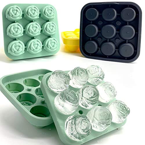 Molde de silicona para cubos de hielo 3D forma rosa miniatura 2