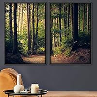 2 Piece Framed Canvas Wall Art Rustic Woods Canvas Prints Home Artwork Decoration for Living Room,Bedroom - 16