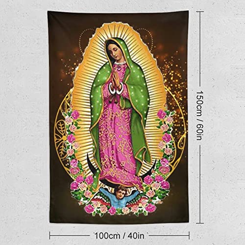 Christmas Nativity Scene Tapestry Manger Jesus Virgin Mary Our Lady Of Guadalupe Tapestry Wall Hanging Christian Religion Wide Wall Art For Church Bedroom Living Room Dorm Home Decor 40X60 Inch #TOP1