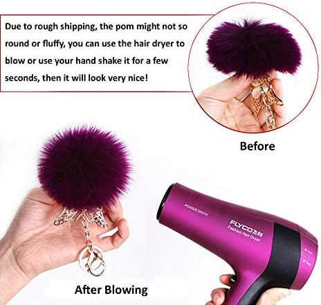 Miniatura 8 de SUSULU Pompón de piel sintética de mapache con cierres a presión, pompón desmontable para accesorios de punto, sombreros, bufandas, dijes, colores