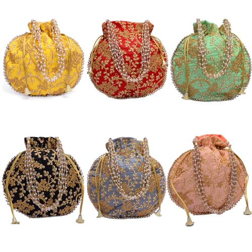 Imagen de KIYAY Bolso de mano hecho a mano con lentejuelas bordadas de seda para mujer