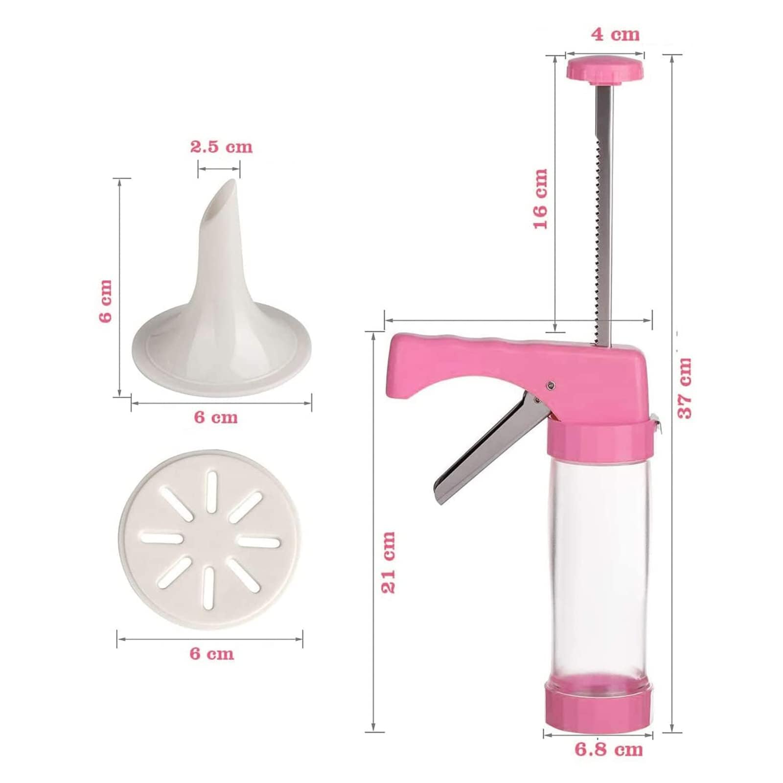Pistolet à Biscuits en Acier Inoxydable avec 6 Douilles et 16 Disques à Biscuit pour Décoration de Gâteau et Fêtes