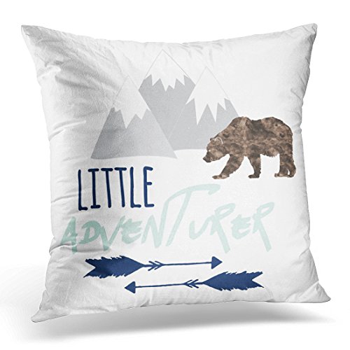 VANMI Throw Pillow Cover Baby Little Adventurer in Navy Grey and Aqua Boy