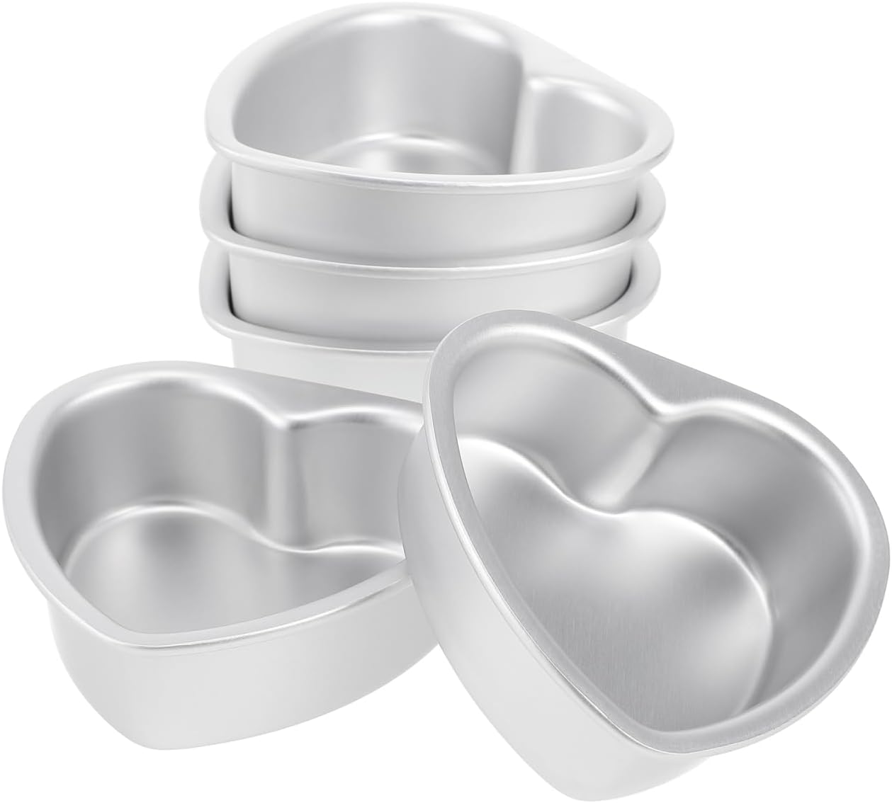 Kichvoe 5Pcs Heart Shaped Cake Pans 4 Inch Aluminum Baking Mold Non-Stick Coating for Diy Desserts Birthday Valentine S Day Wedding Kitchen