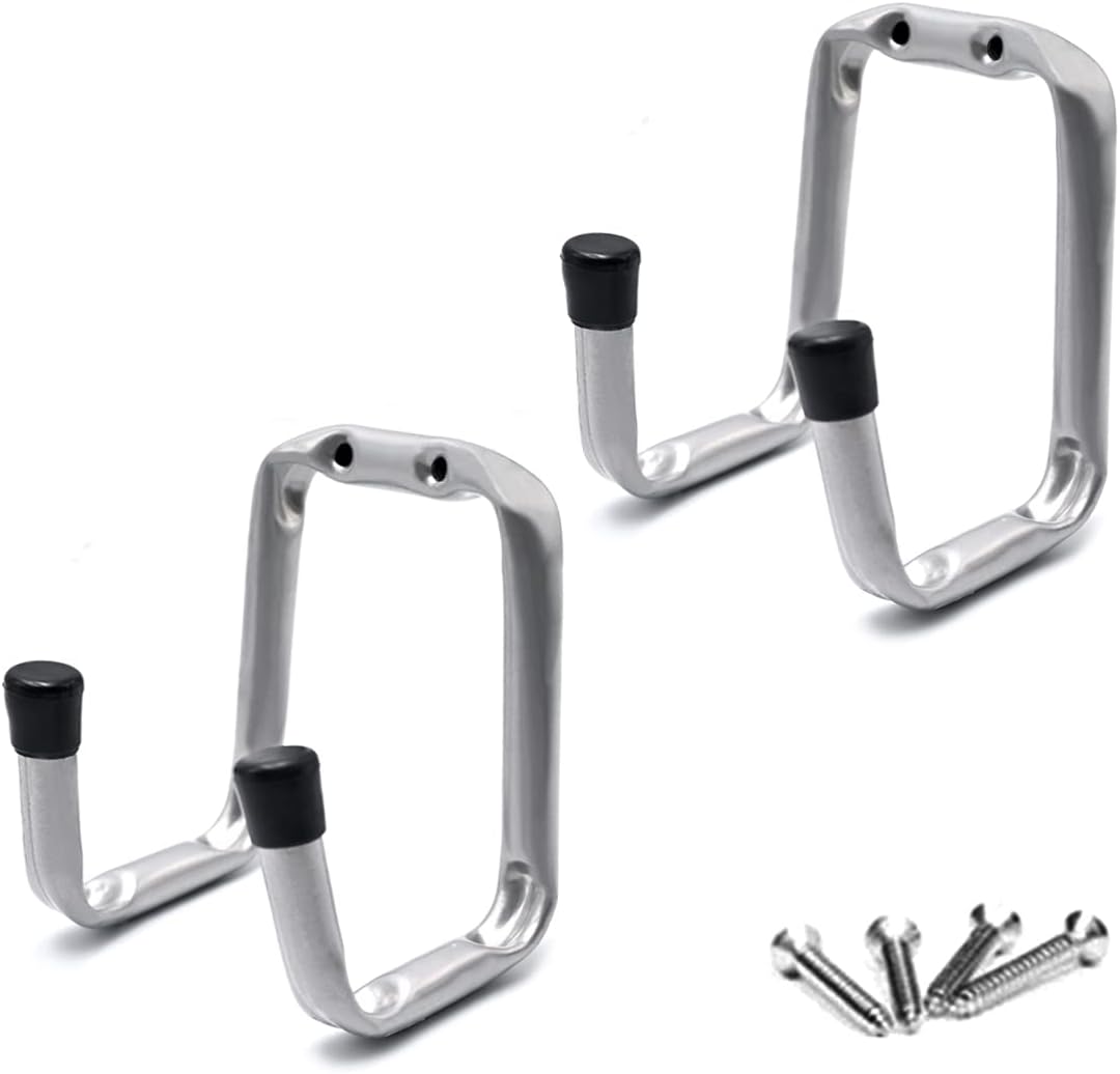 2 PCS Heavy Duty Utility Hook with Double Head Garage Storage Hanger Wall Mount Storage Holder Hanging Organizer Perfect for Ladders Folding Chairs Surf Boards