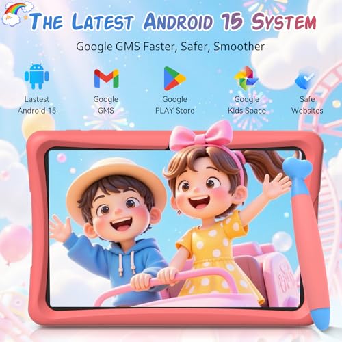 TABWEE Kids Tablet 10 inch, Android 15 Tablets for Kids, Parental Control, Pre-Installed Kiddos Software & Kids Space, Includes Case & Stylus Pen, 12GB RAM 64GB ROM, 2TB Expand, HD IPS Screen - Image 3