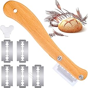 Bread Lame Wooden Handle Bread Slashing Tool Dough Scoring Knife with 5 Pieces Replaceable Blades for Bread Making…