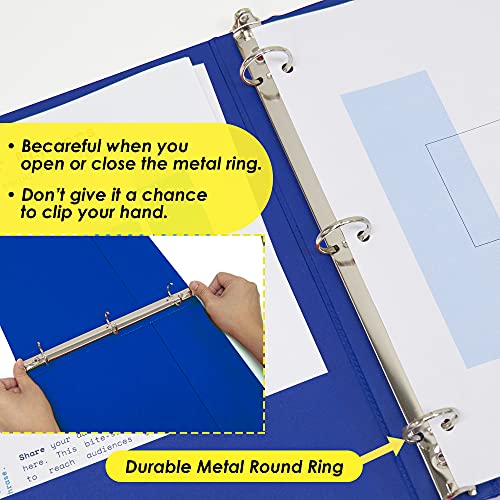 Image of BAZIC Products 1 /2 inch Blue 3-Ring View Binder, Round Ring, 2 Pockets | round rings, 1 /2 in Blue view 3-ring binder, 2 inside pockets, holds up to 100 sheets, Durable poly cover