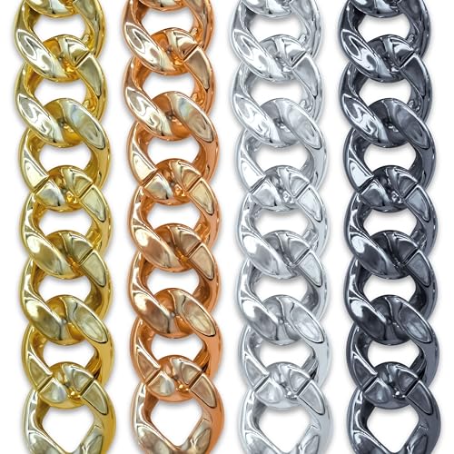 Image of SATRA TRADERS Metallic Acrylic Curb Chain | Size : 34mm | Qty : 1mtr | AC12 | Rosegold