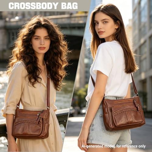 Image of ELDA Purses for Women Pocketbooks Soft PU Leather Ladies Crossbody Purse Multi Pocket Shoulder Bag