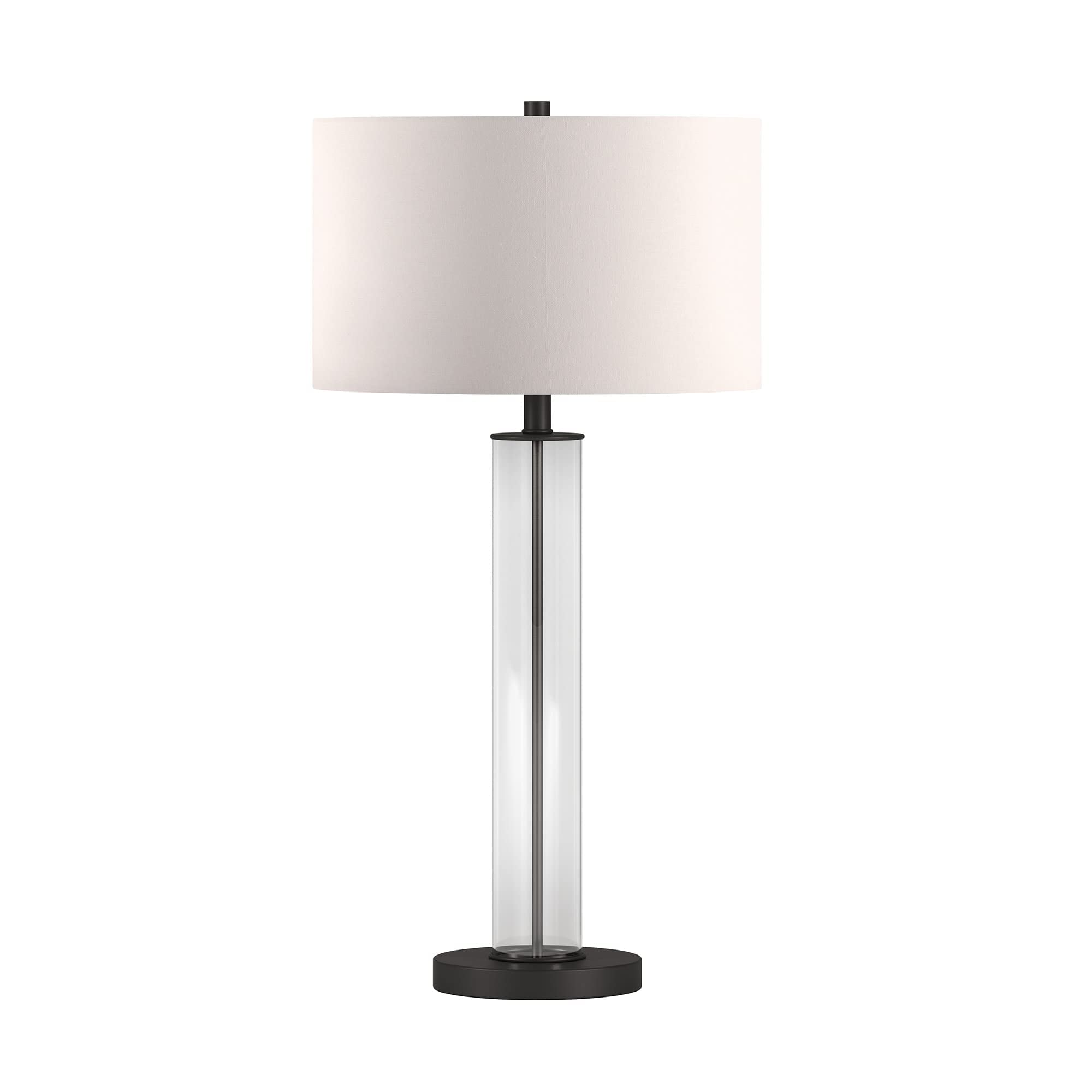 harlow 29\" tall table lamp with fabric shade in clear glass/blackened bronze/white incomplete
